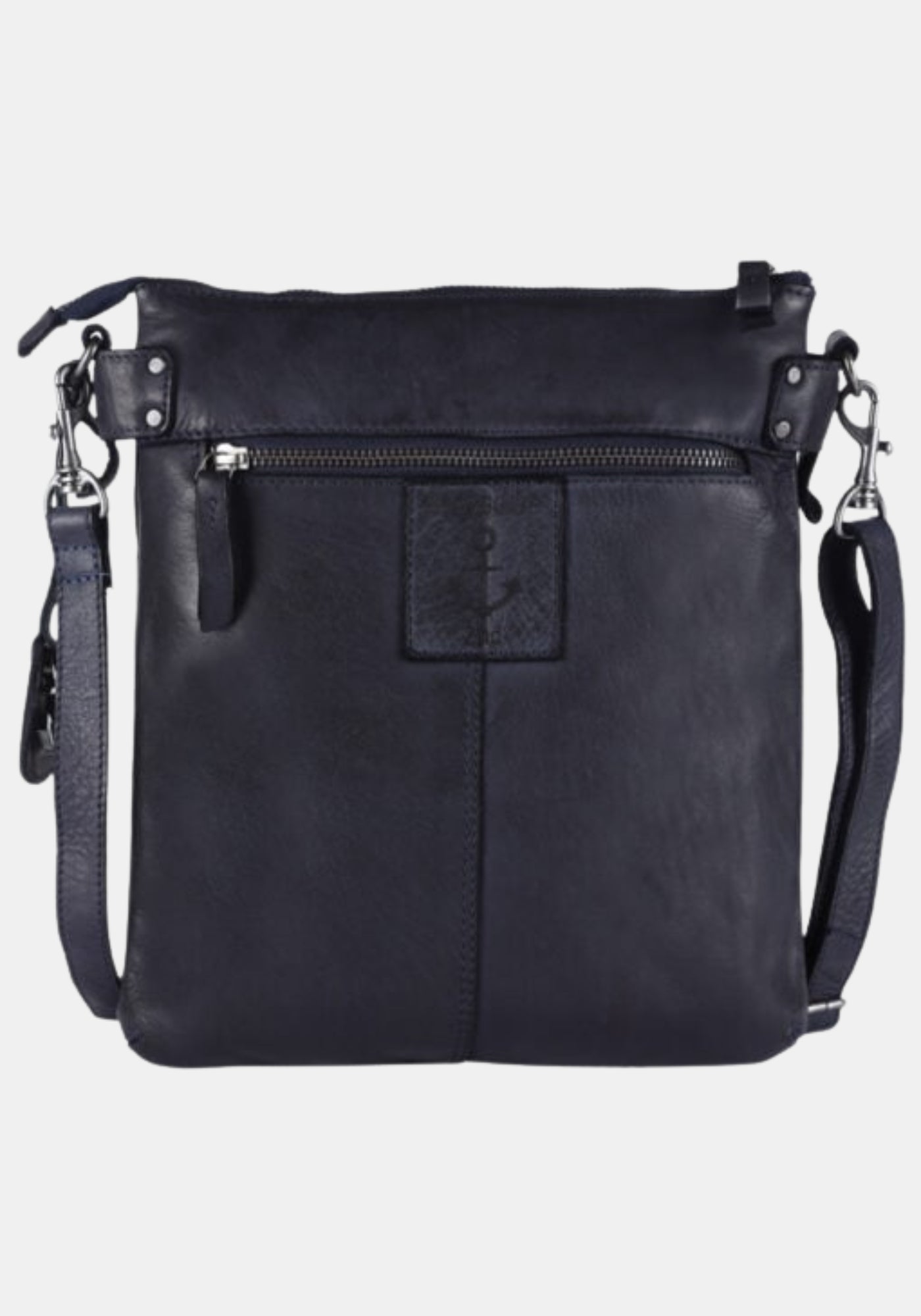 Stillleben Umhängetasche Zora Harbour 2nd aus gewaschenem Rindleder – midnight navy | Anchor Love Kollektion | Vorderansicht