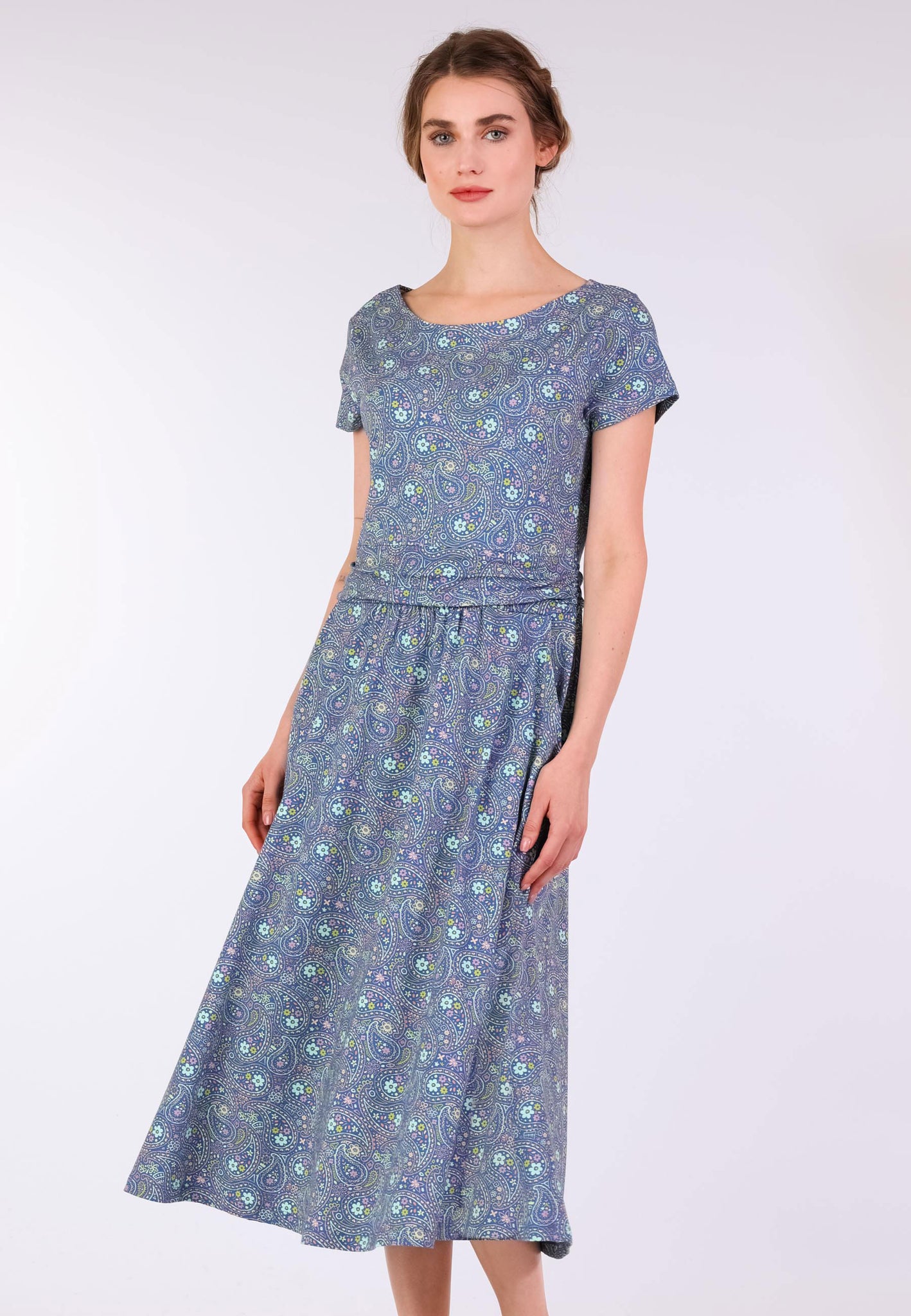 Dress Malind Flower Paisley - Royal Blue