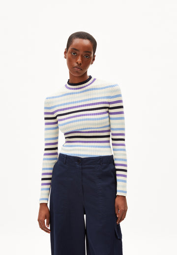 Sweater Alaania Multicolor / Slim Fit / Oatmilk- Iceberg-blue by Armedangels
