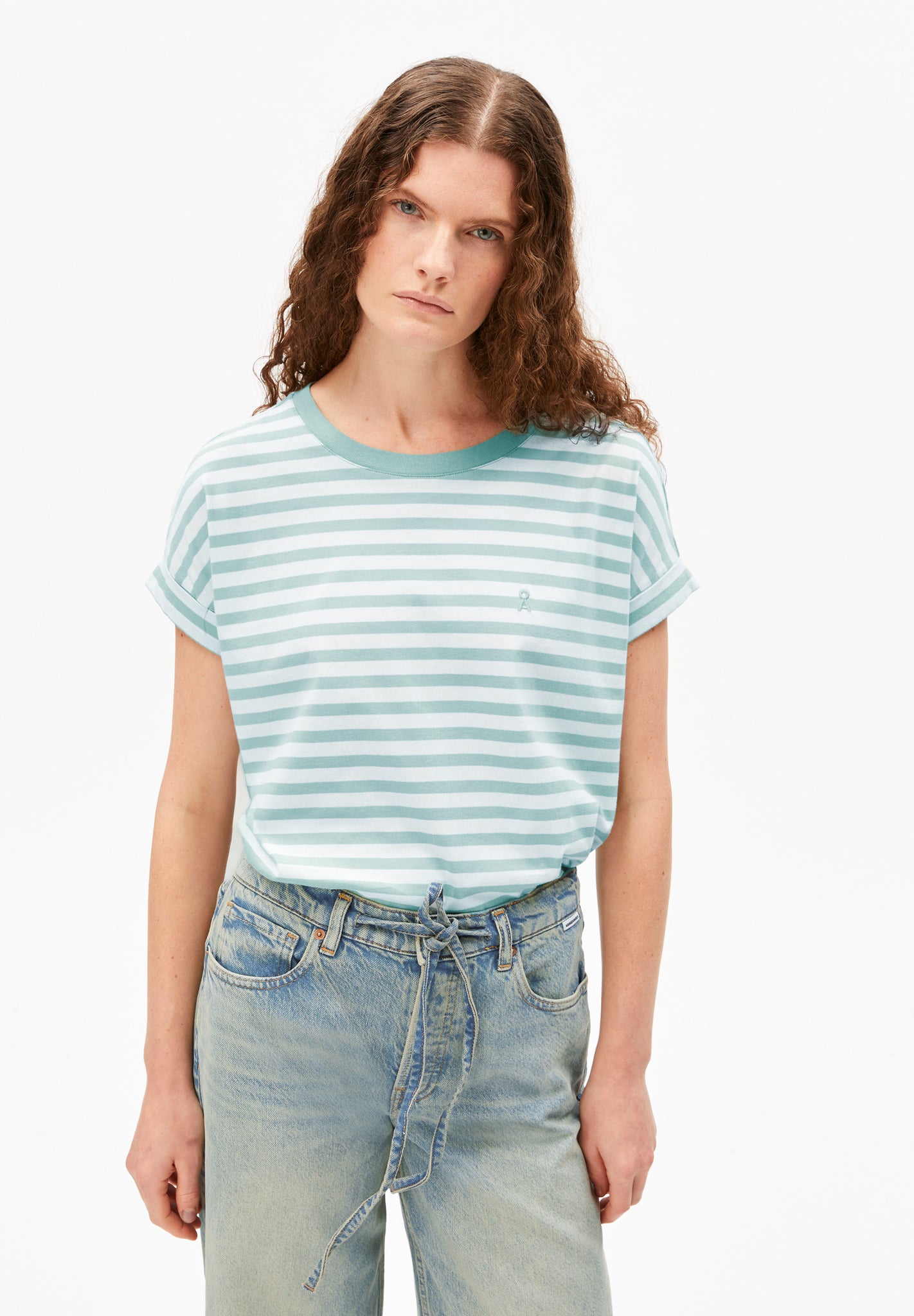 Armedangels T-Shirt Idaara Stripes - White-Foam