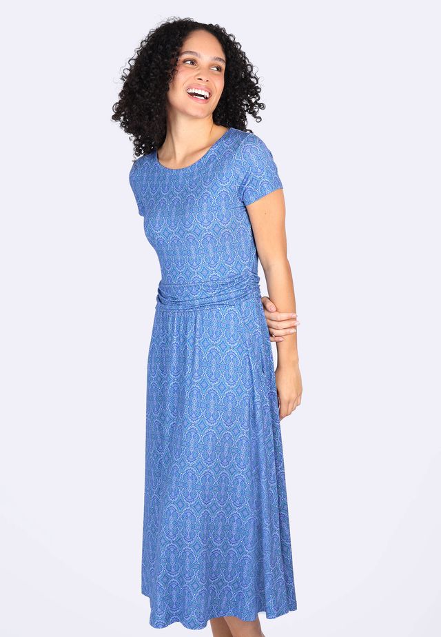 Dress Malind Flower Paisley - Royal Blue