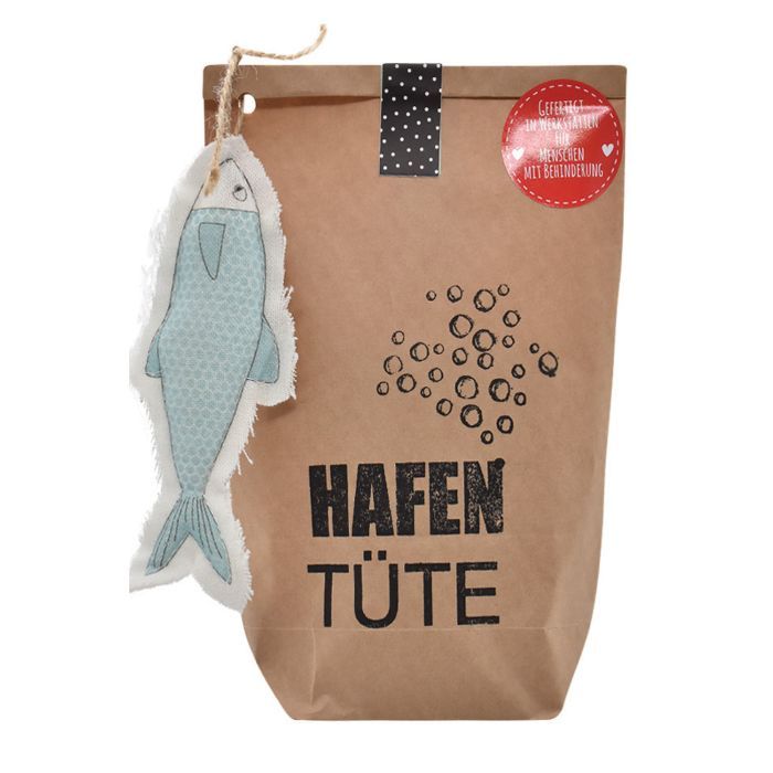 Wonderful gift bag - harbor bag for fish heads with fish pendant