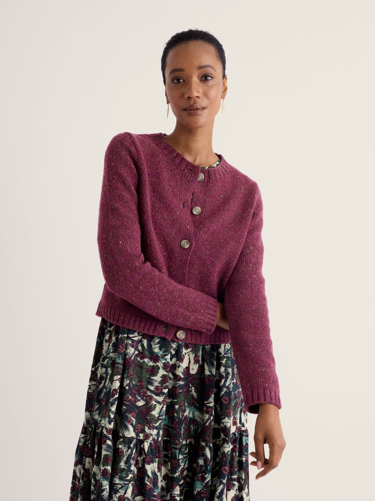 Seasalt Cornwall Dawson Pick Cardigan Merino Dark Hellebore
