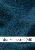 Detailansicht der melierten Strickjacke in Dunkelpetrol von HEIDEKÖNIGIN, gefertigt aus 100% mulesing-freier Schurwolle, hergestellt in Litauen. Pflege: Handwäsche empfohlen.