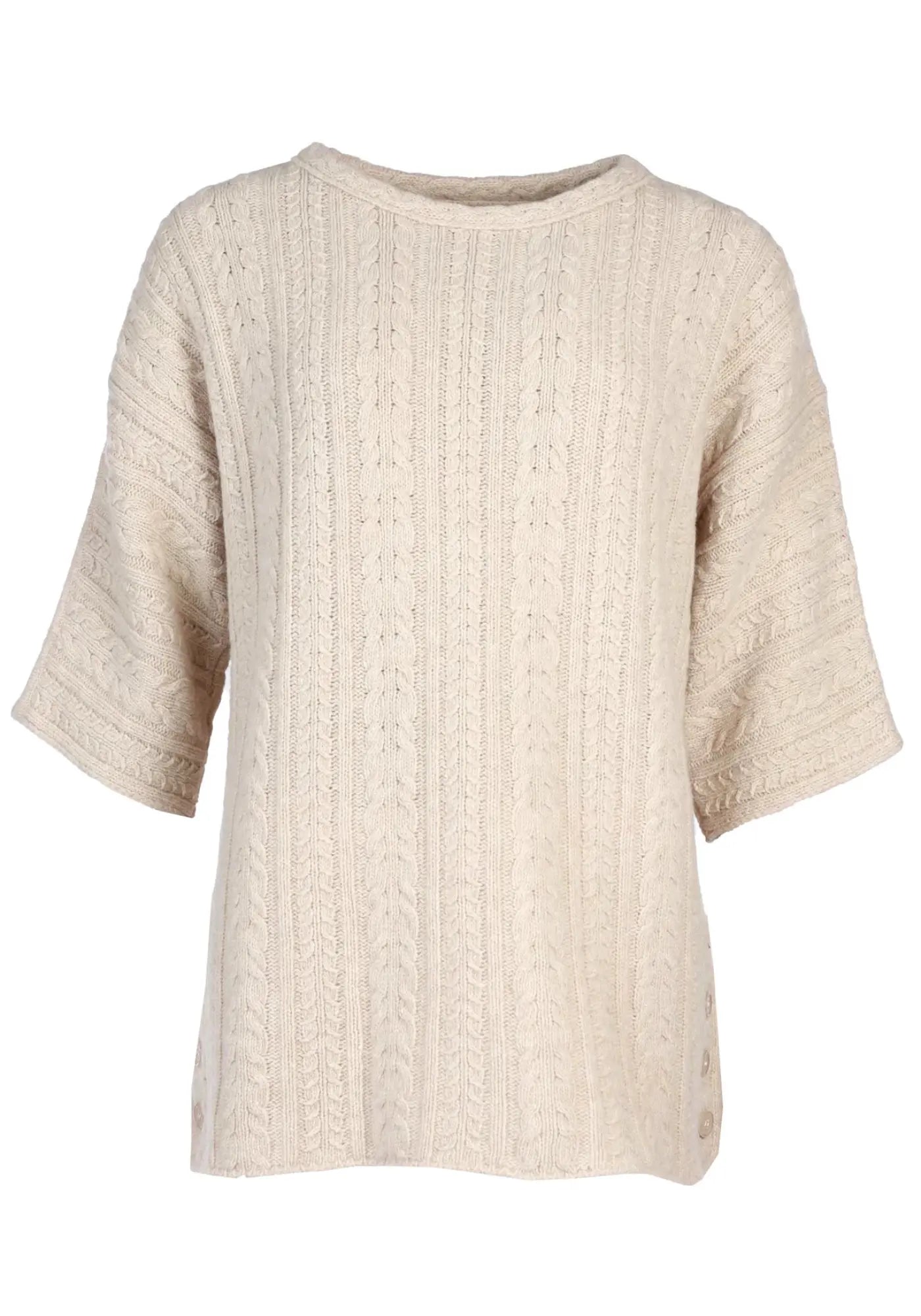 Entdecke den Mitzi Pullover in Beige mit weichem Lambswool-Mix und trendigem Rundhalsausschnitt. Lässiger Style trifft auf zeitlose Eleganz!