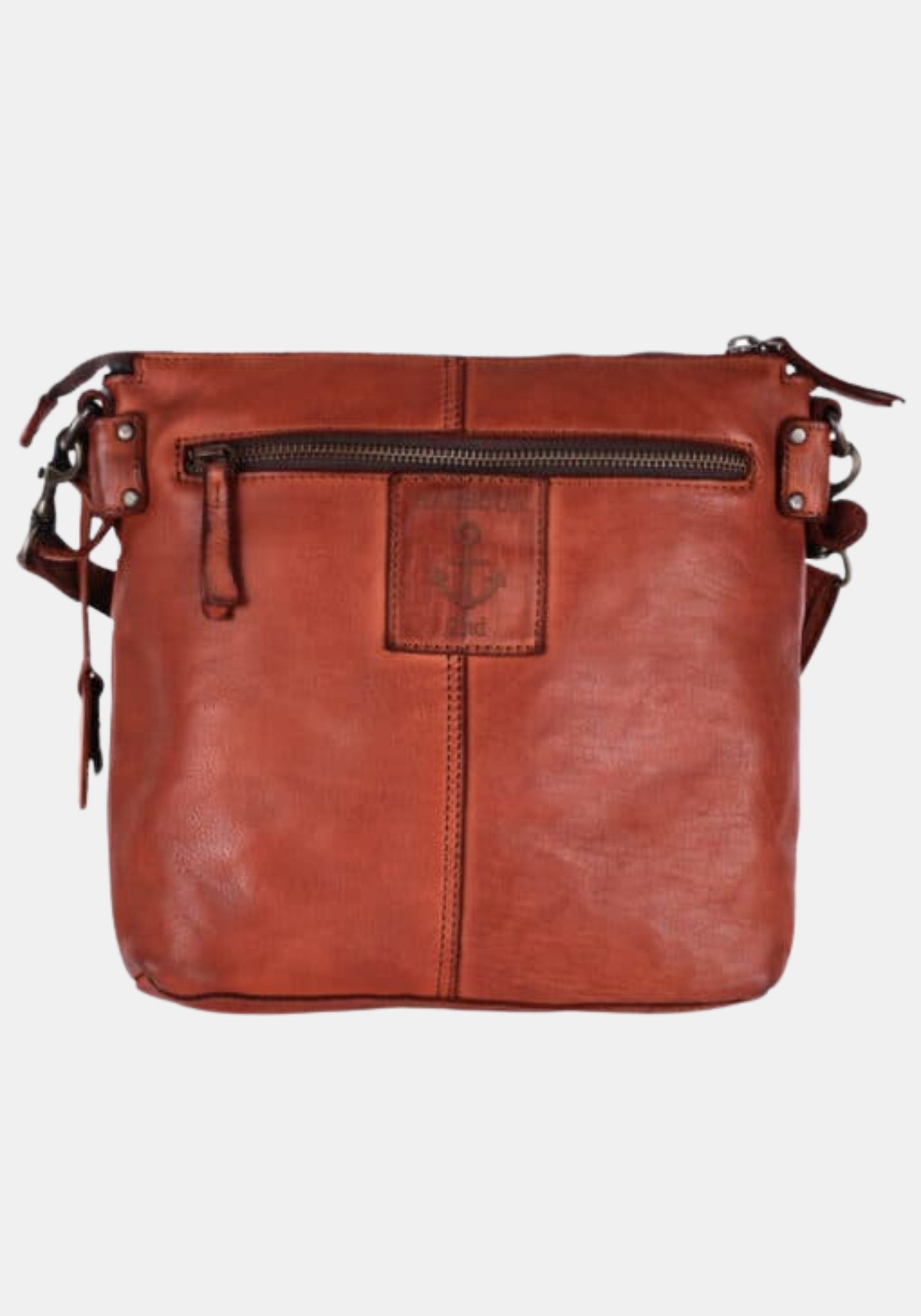 Anker-Anhänger an Tasche Isalie Harbour 2nd gezeigt aus gewaschenem Rindleder | charming cognac | handgefertigt | Makroaufnahme