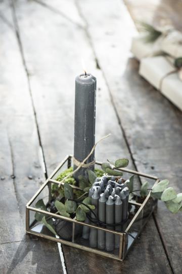 Rustic Taper Candle - Grey