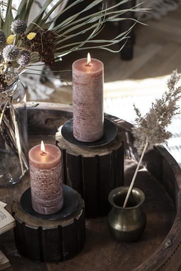 Rustic pillar candle - mallow (H:14)