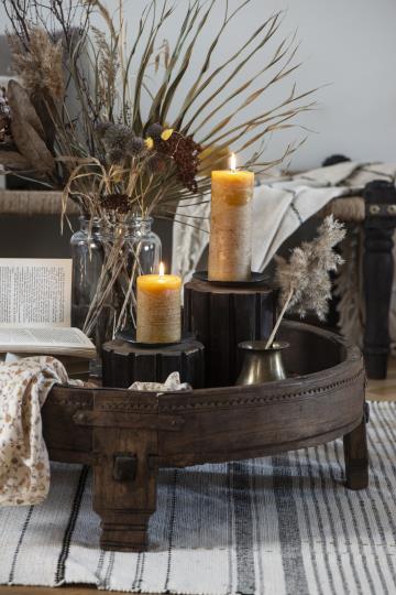 Rustic Pillar Candle - Mustard (H:14)