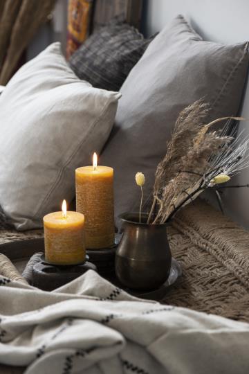 Rustic Pillar Candle - Mustard (H:10)