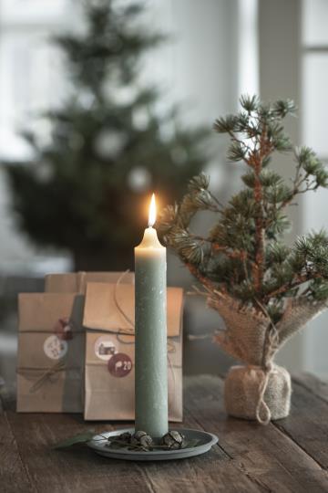 Rustic Taper Candle - Dusty Green