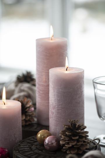 Rustic pillar candle - light pink (H:18)