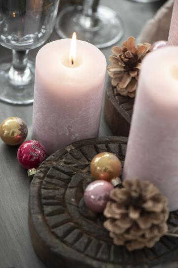 Rustic Pillar Candle - Light Pink (H:10)