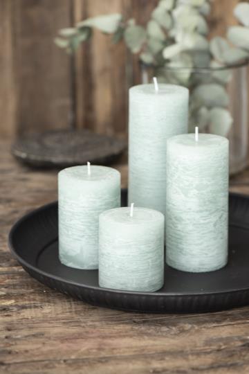 Rustic pillar candle - light green (H:14)