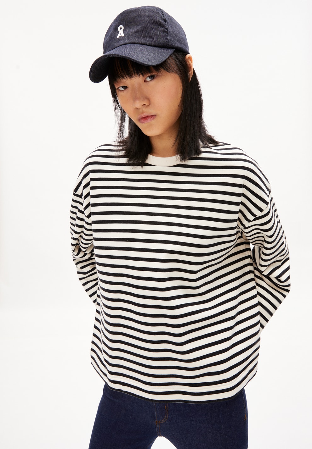 Sweatshirt - Frankaa Stripe | Oversized Fit | Undyed-Black